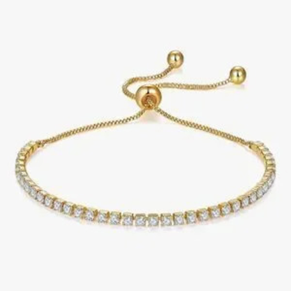 NEW?14K Gold Plated Cubic Zirconia Elegant Gold Bracelet
